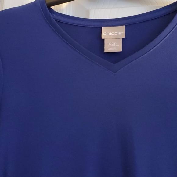 Chico's Navy Long Sleeve Top with Sheer Bottom - Picture 3 of 10